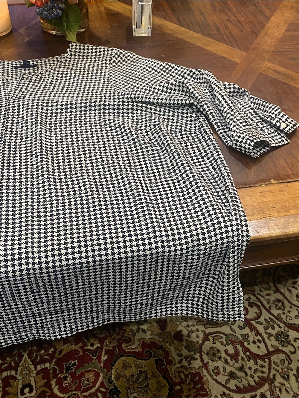 Lands' End Black and White Houndstooth Blouse - Picture 2 of 5
